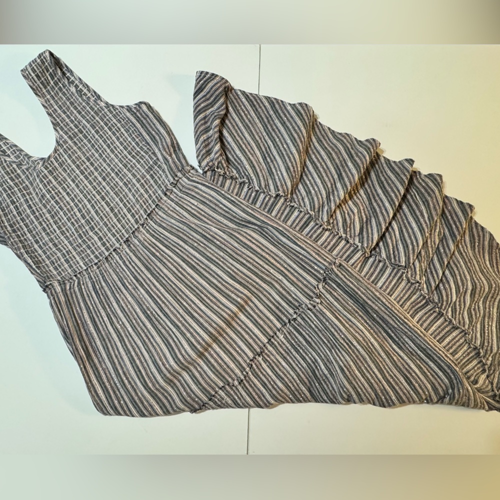 Caslon cotton maxi tiered tank dress raw hem metallic thread India